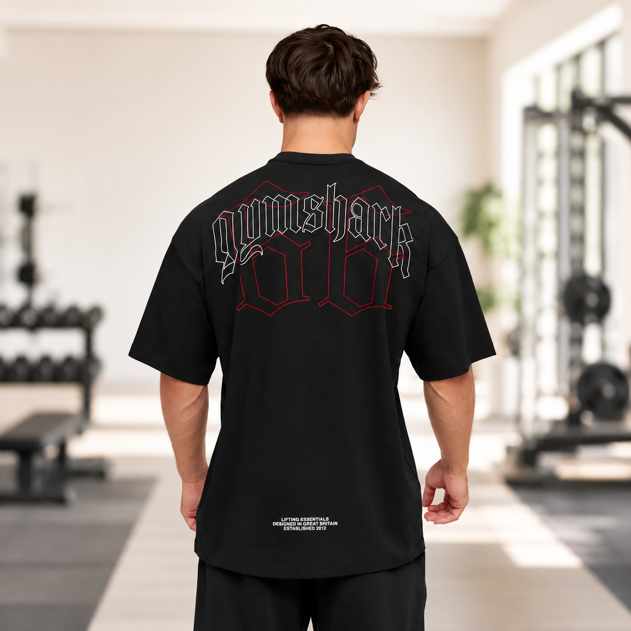 Oversize футболка черная с черно-красным принтом