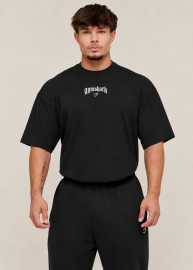 Oversize футболка черная с черно-красным принтом