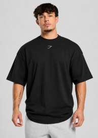 Oversize футболка черная с серым принтом