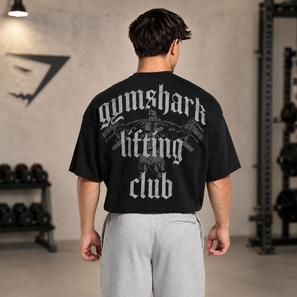 Oversize футболка черная с серым принтом