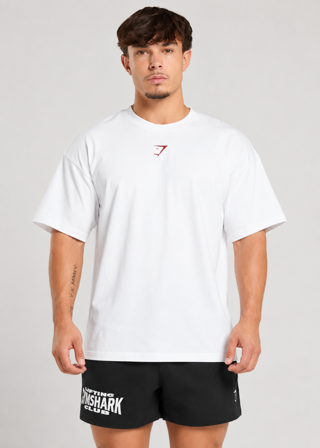Oversize футболка белая с красным принтом
