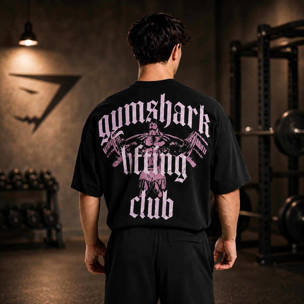 Oversize футболка черная с розовым принтом